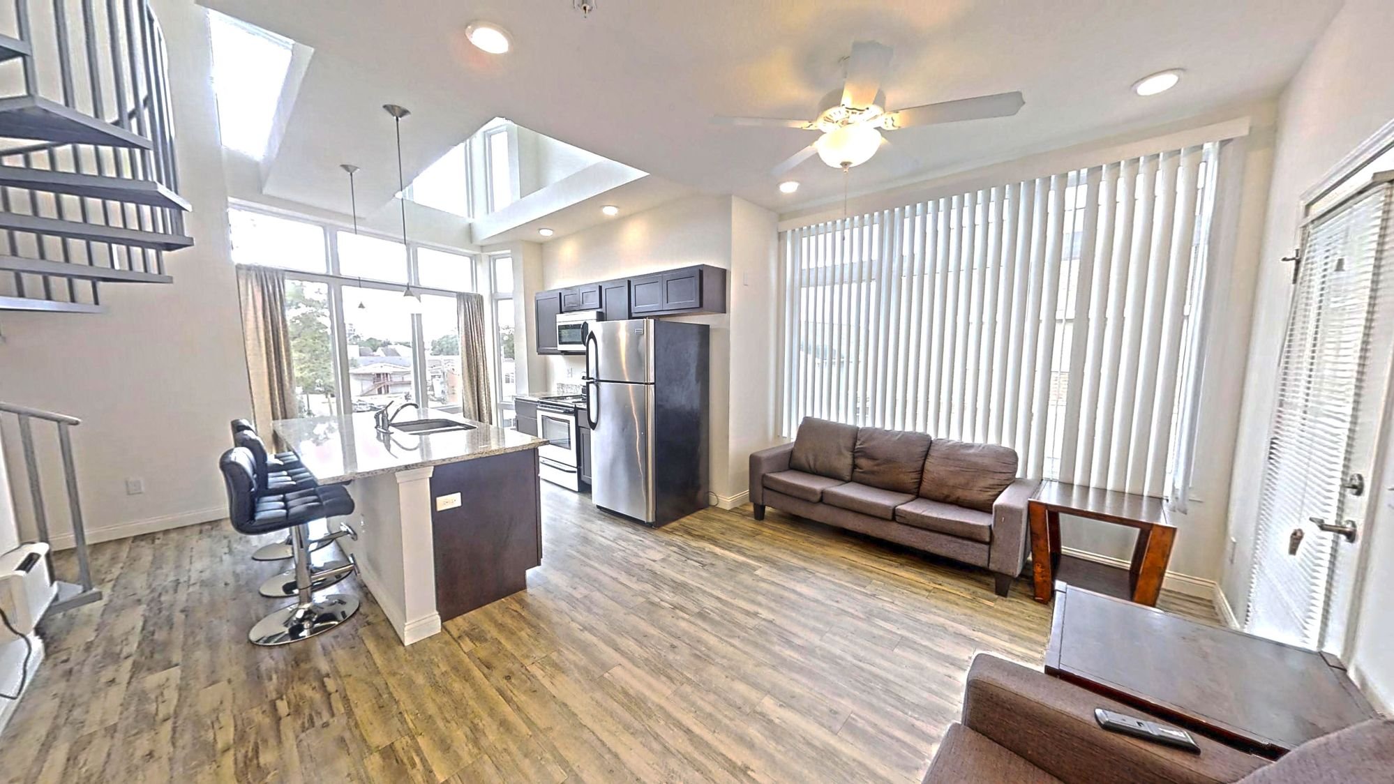 Open living to kitchen