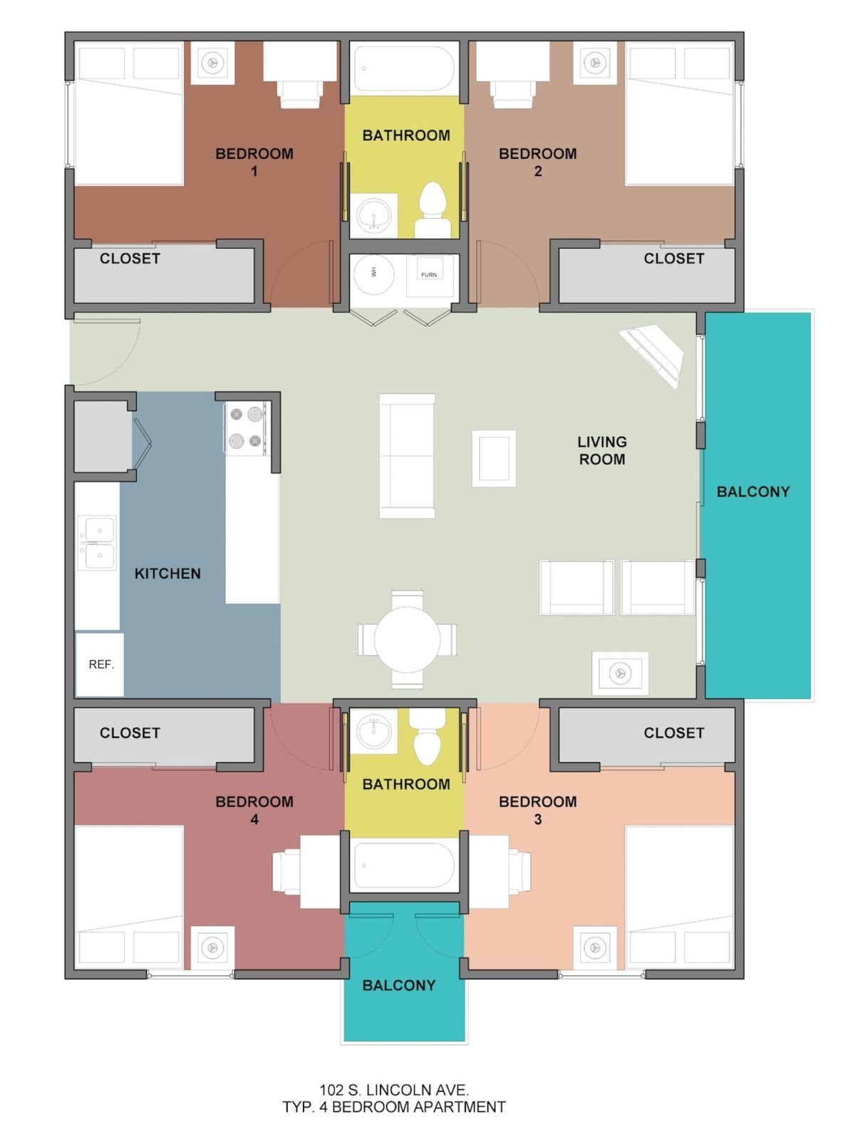 4 bed layout