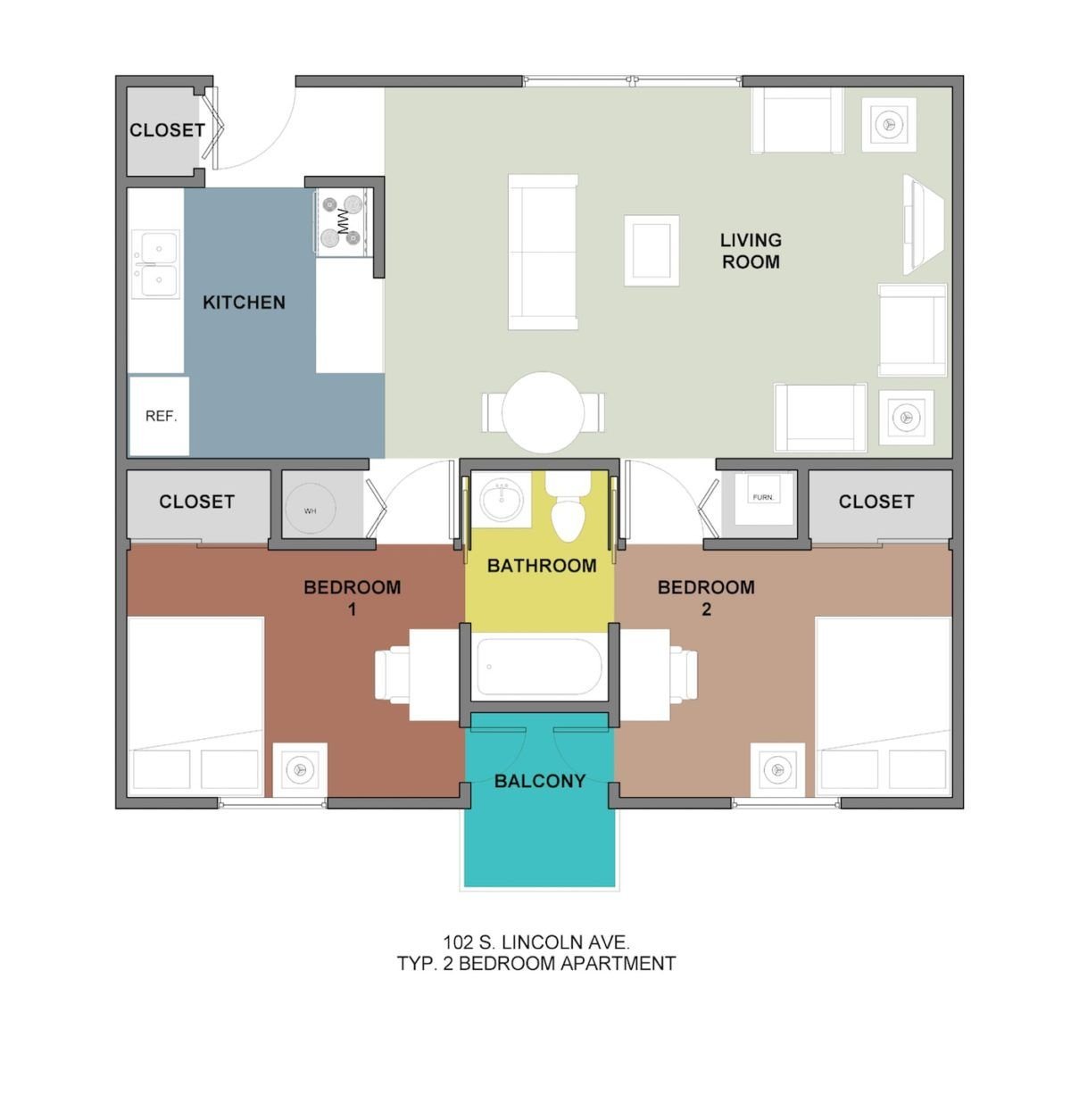 typical 2 bed layout