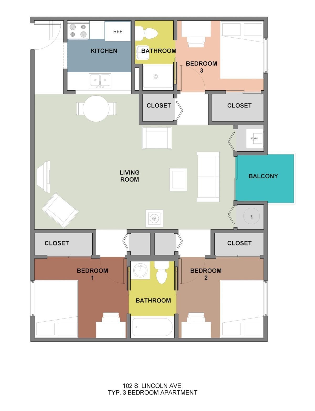 typical 3 bed layout