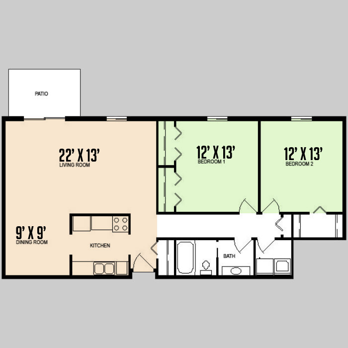 2BR 1 ba FLAT